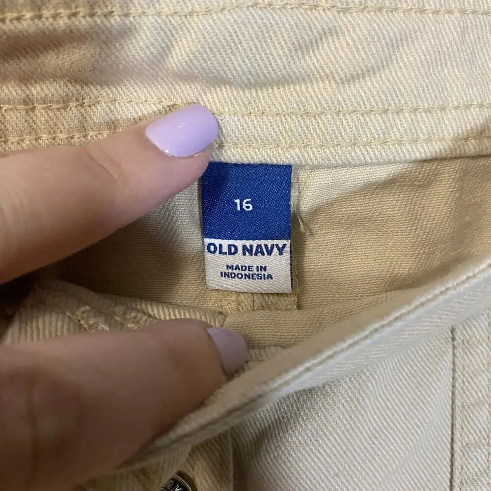 Old Navy Mid-Rise Utility Mini Skirt Beige Tan Button Down Patch Pockets Sz 16